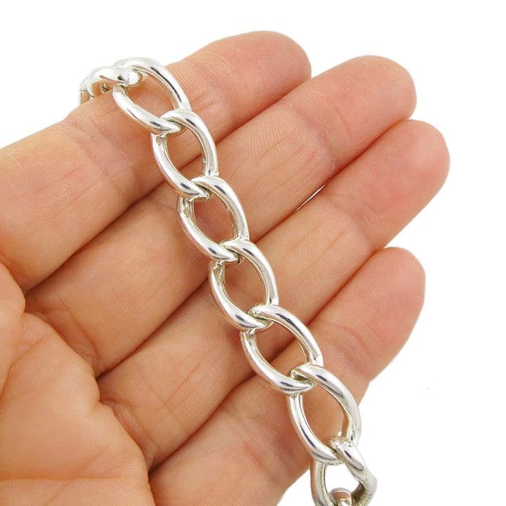 Chunky Silver Curb Chain Bracelet