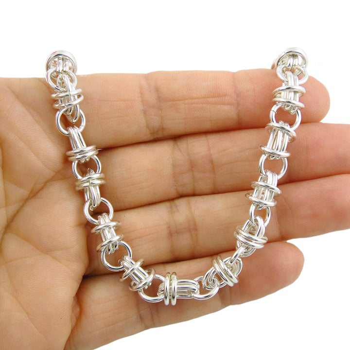 Double Link Chunky Sterling Silver Chain Bracelet