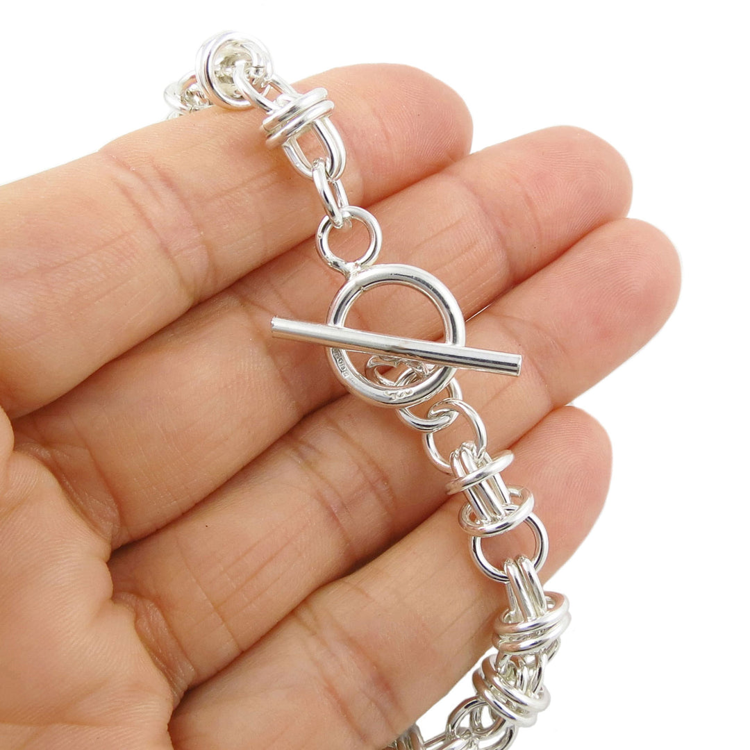 Double Link Chunky Sterling Silver Chain Bracelet