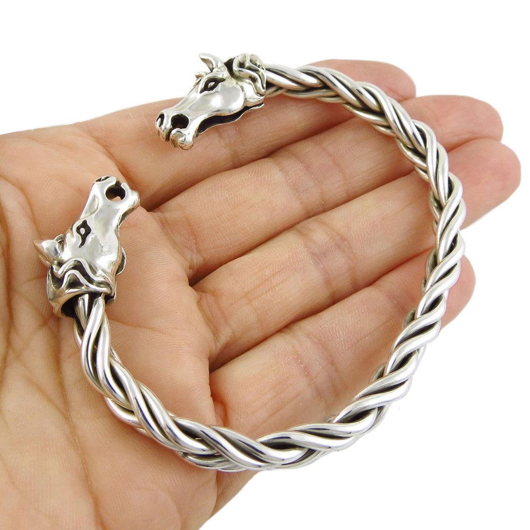 Statement Sterling Silver Equestrian Horse Head Bracelet