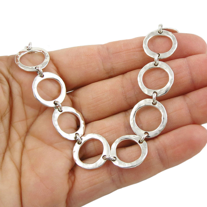 Hammered Open Circle Sterling Silver Bracelet