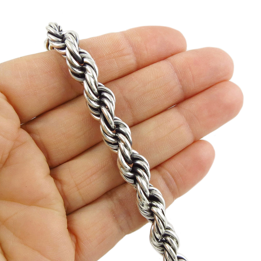 Chunky 925 Sterling Silver Twisted Rope Bracelet