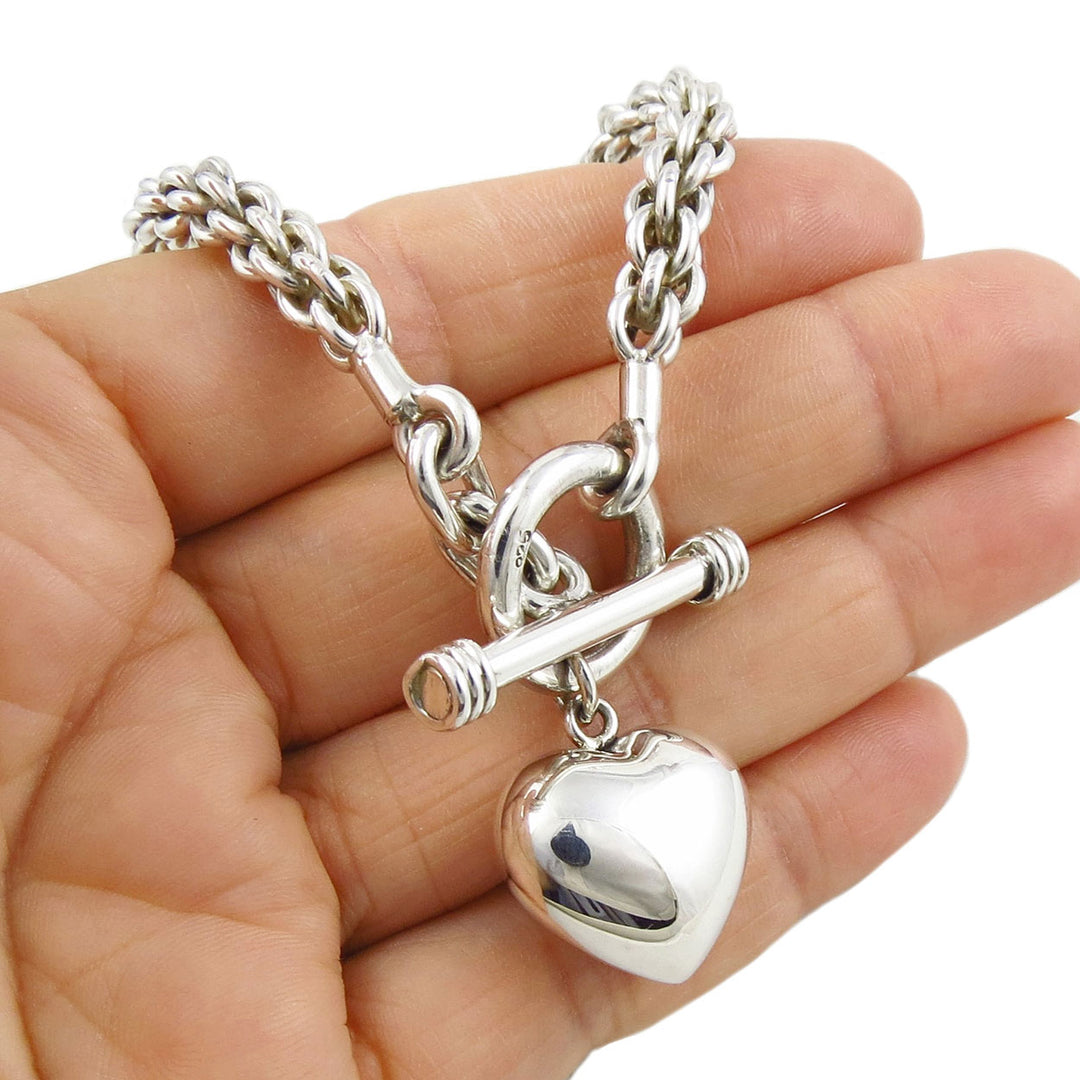 Chunky Love Heart Chain Bracelet in Sterling Silver