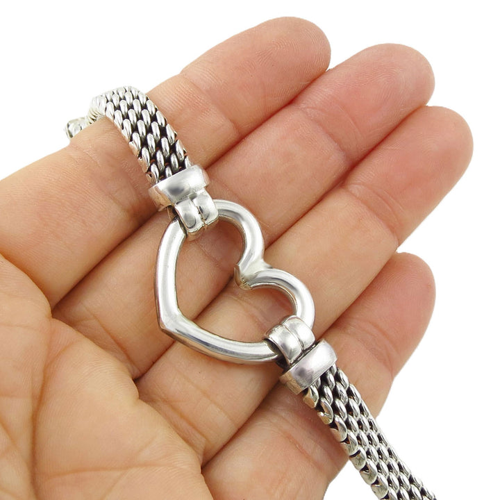 Ladies Love Heart Chain Bracelet in Sterling Silver