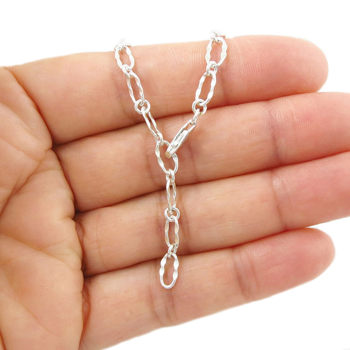 Ladies Hammered Sterling Silver Chain Link Bracelet
