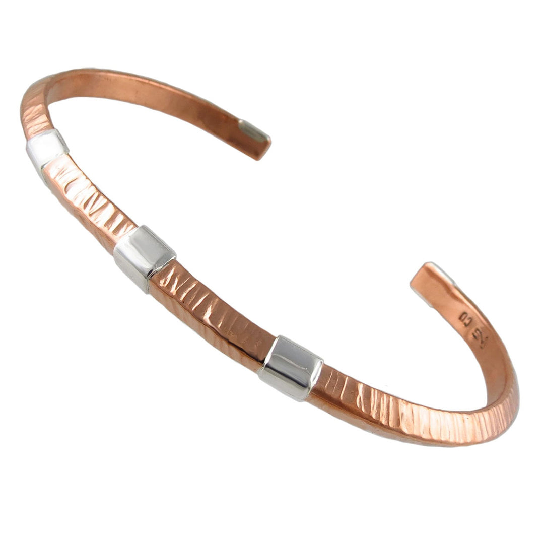 Copper and Silver Handmade Womens Bracelet Cuff