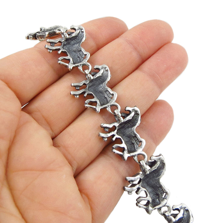 Womans Horse Sterling 925 Silver Equestrian Bracelet