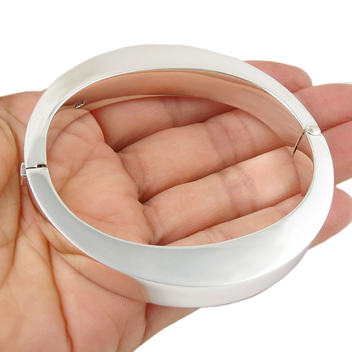 Chunky Hinged Oval Sterling Silver Bracelet