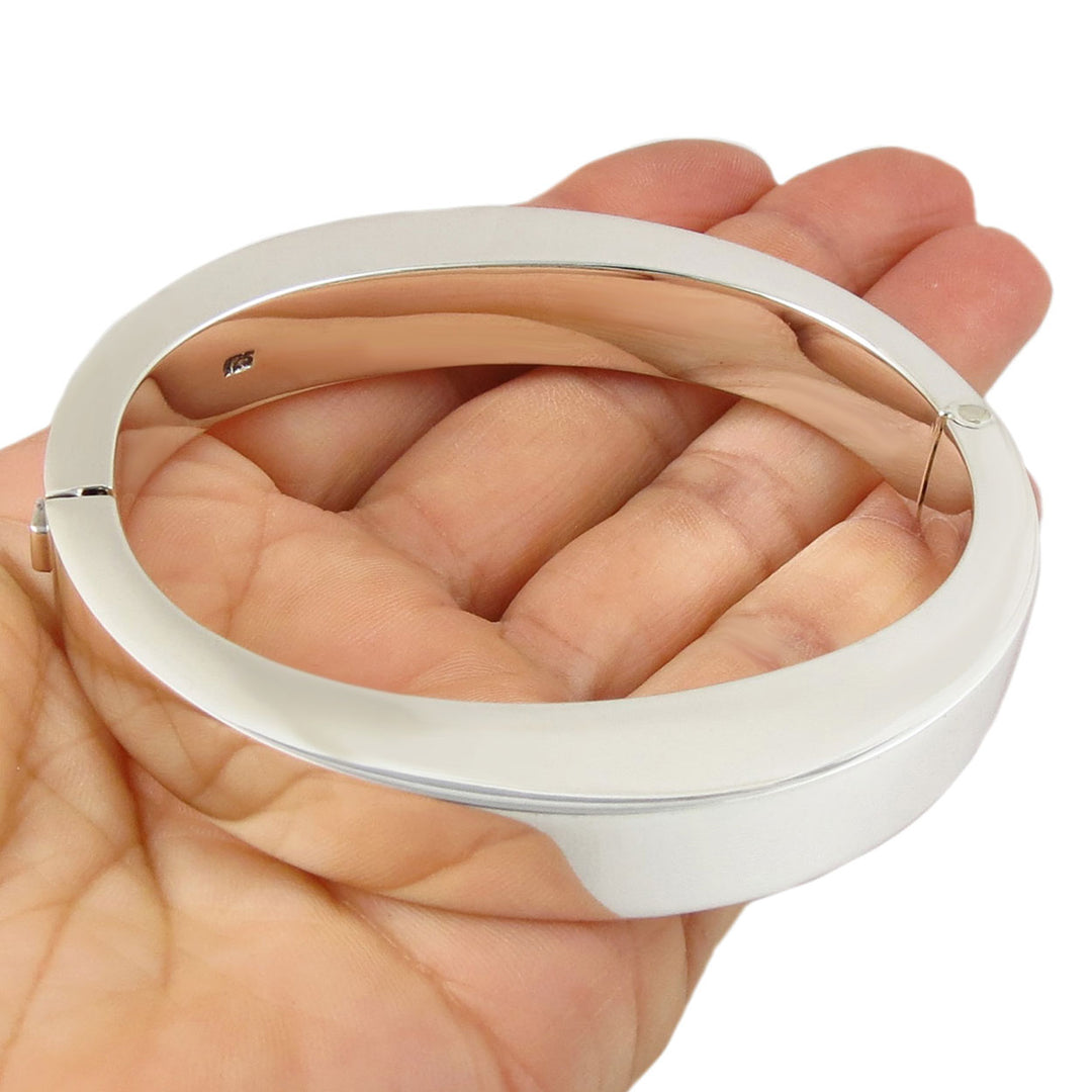 Chunky Hinged Oval Sterling Silver Bracelet