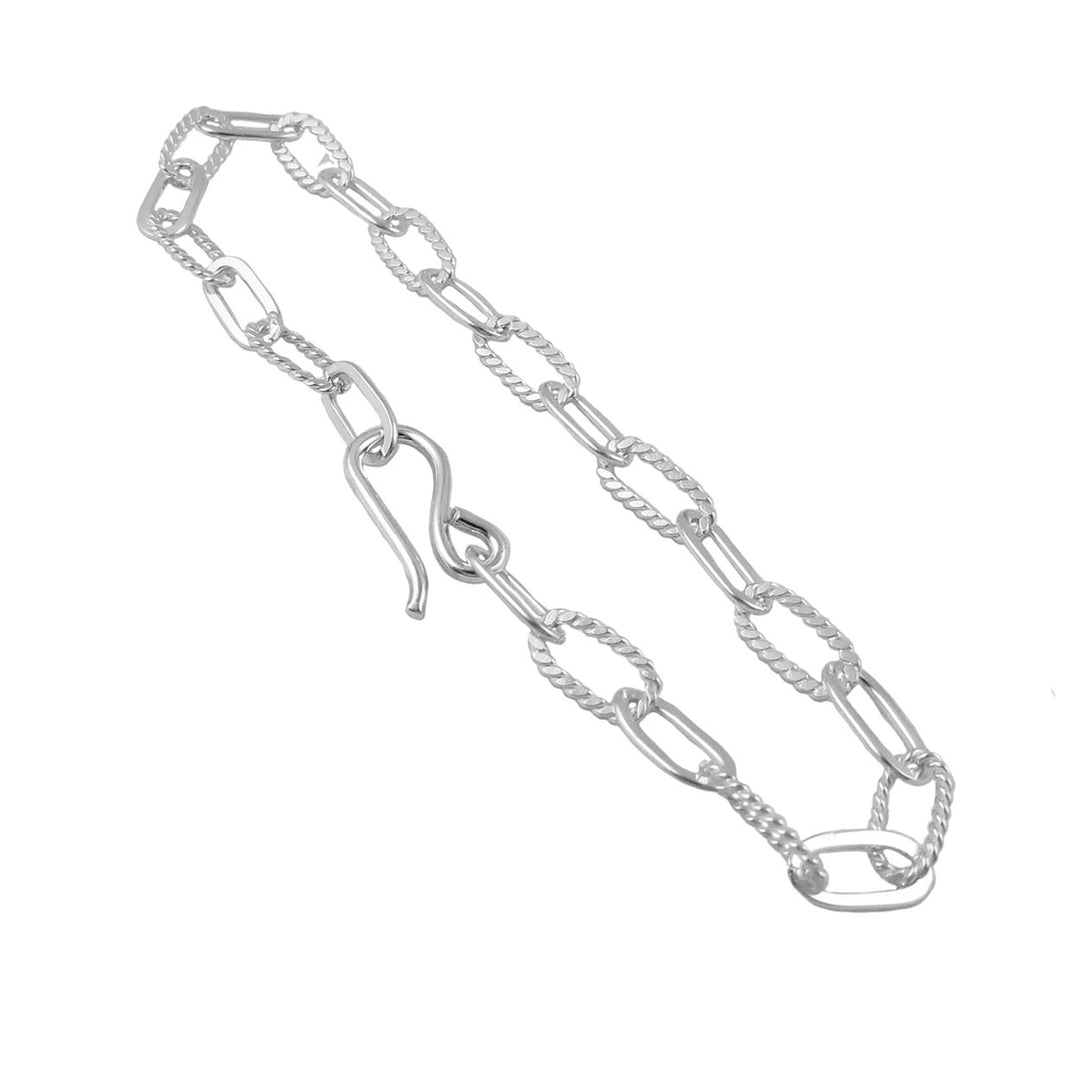 Fancy Paperclip Chain 925 Silver Bracelet