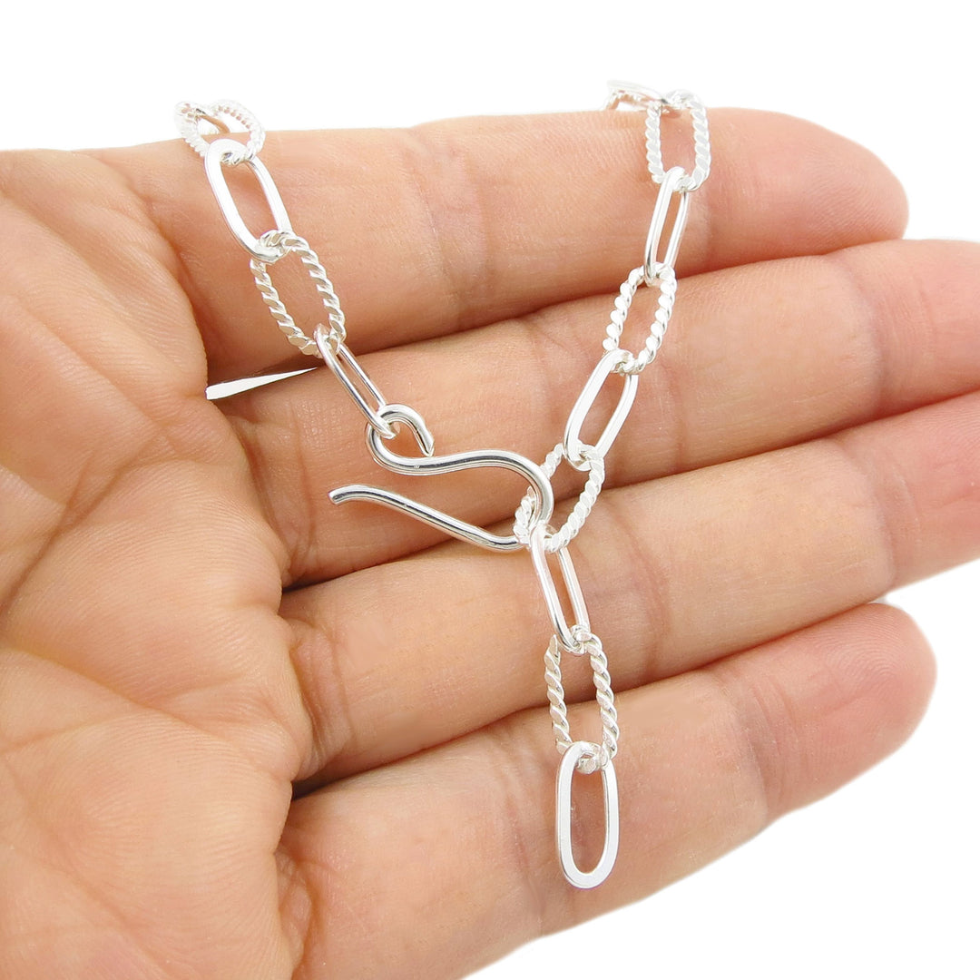 Fancy Paperclip Chain 925 Silver Bracelet