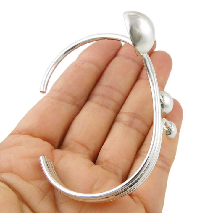 Sculpted Wide Bracelet Cuff in 925 Sterling Silver