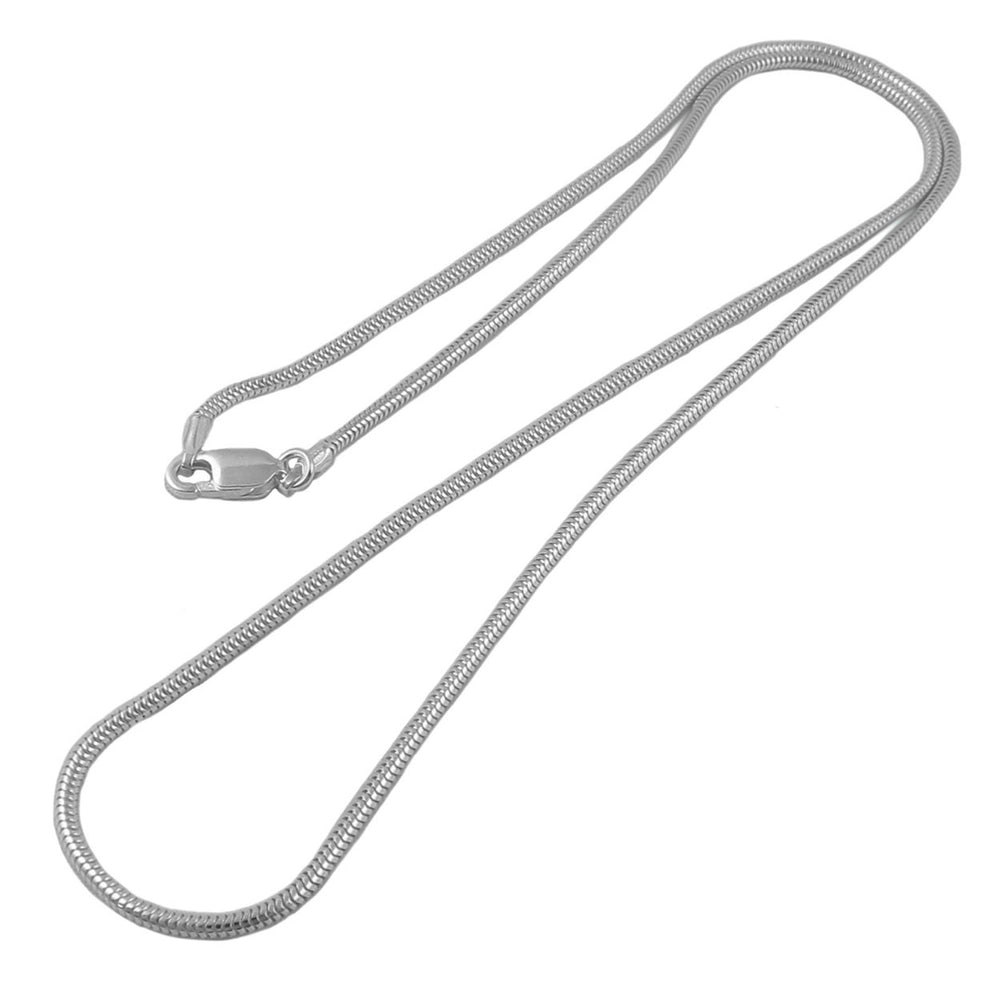 Silver chain necklace on a white background