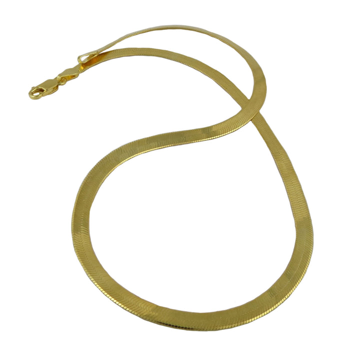 14ct Yellow Gold Plated Herringbone Chain Necklace in Sterling Silver