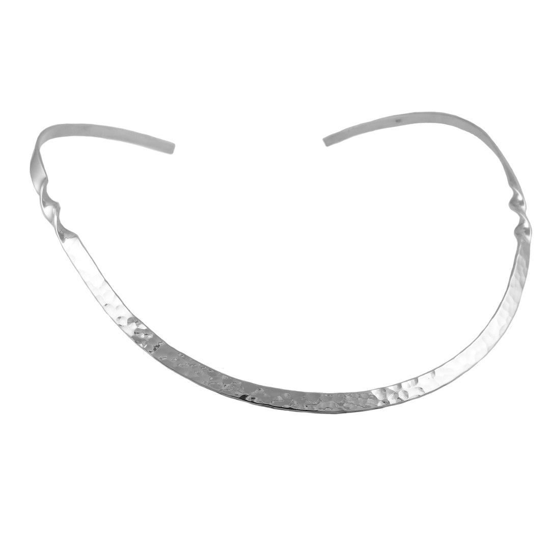 Sterling silver choker necklace on a white background