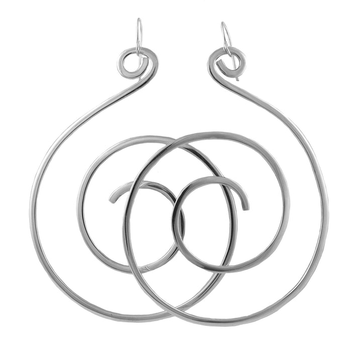 Large 925 sterling silver hoop earrings with multiple spirals on a white background