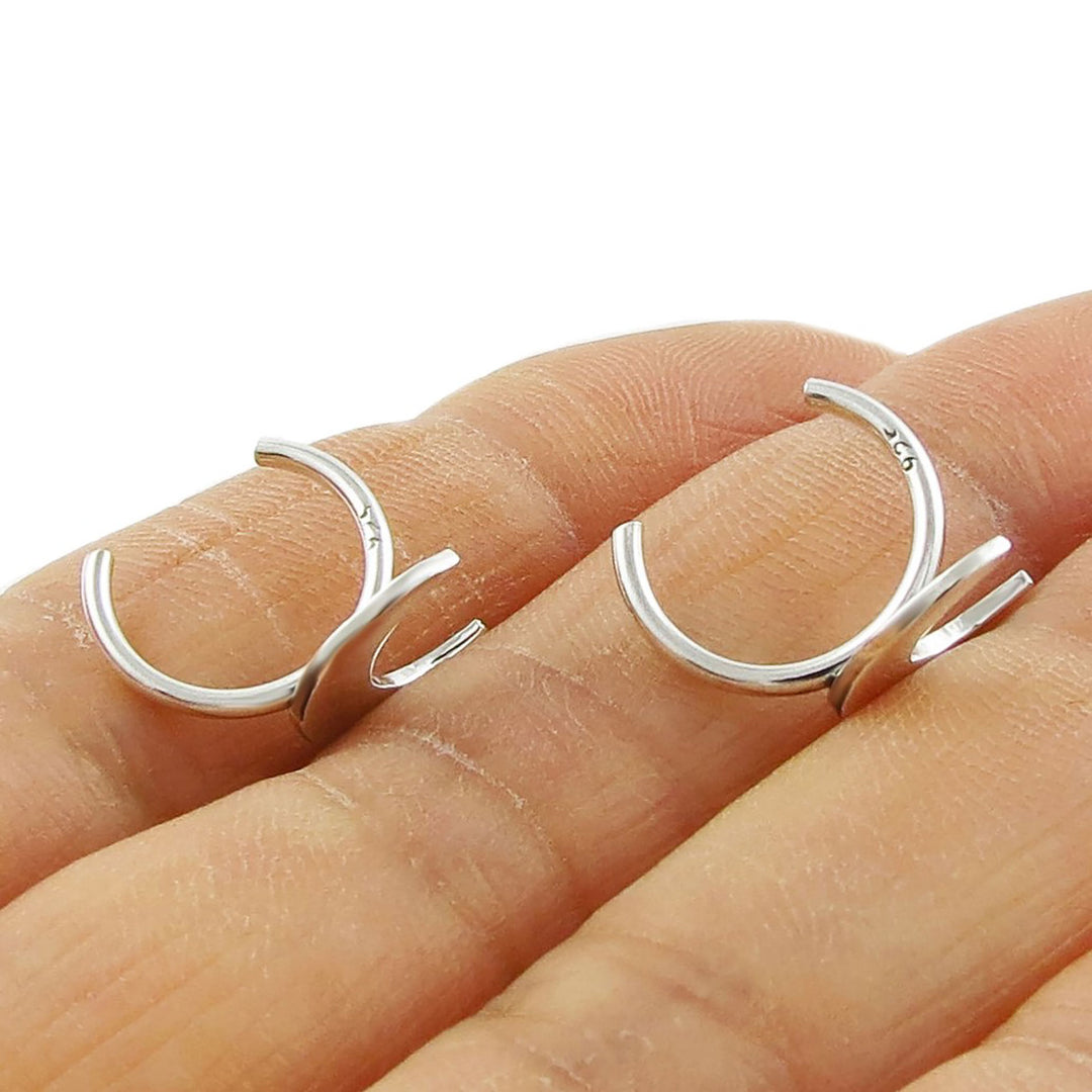 Crescent Moon Solid 925 Silver Cuff Earrings