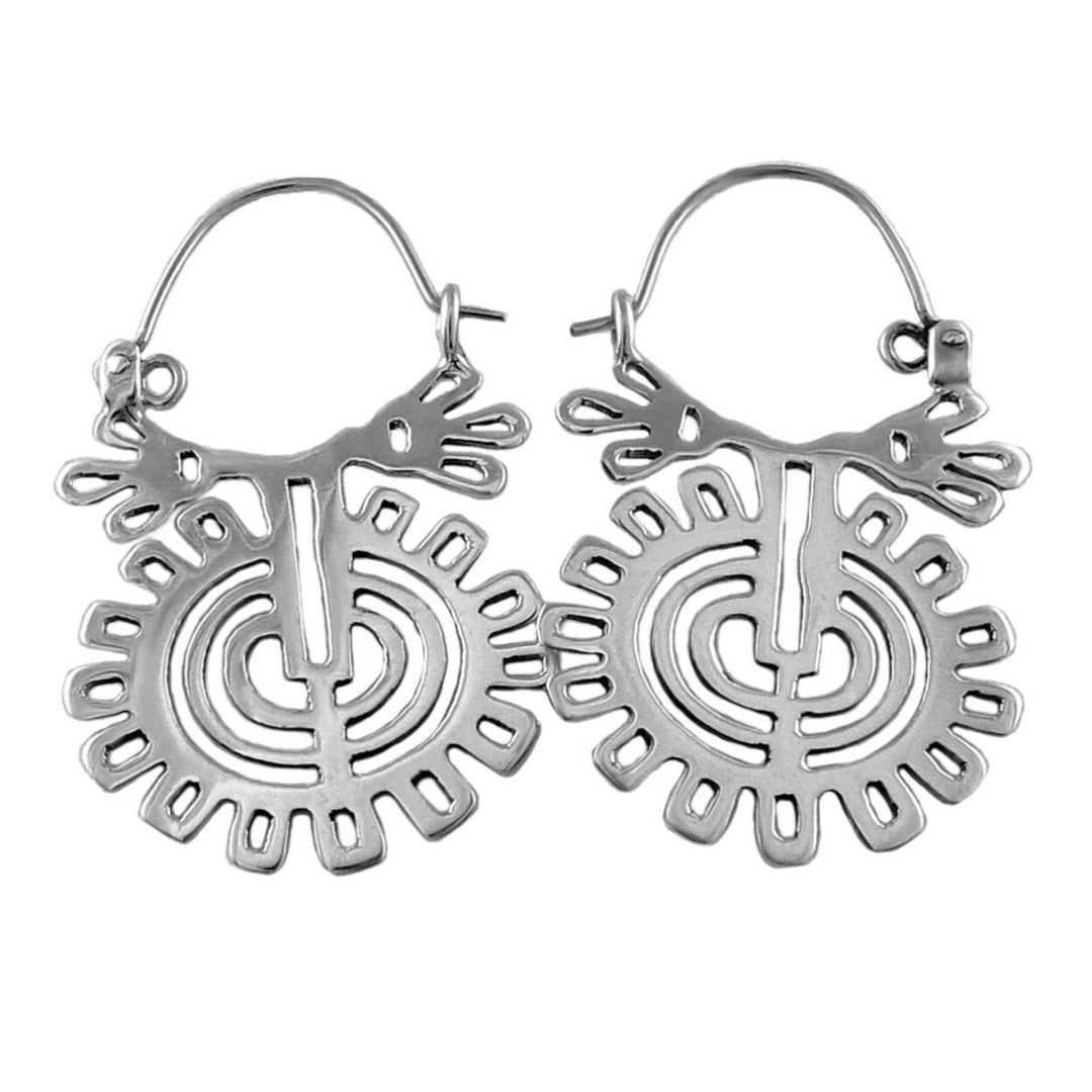 Sterling Silver Aztec Sunflower Earrings
