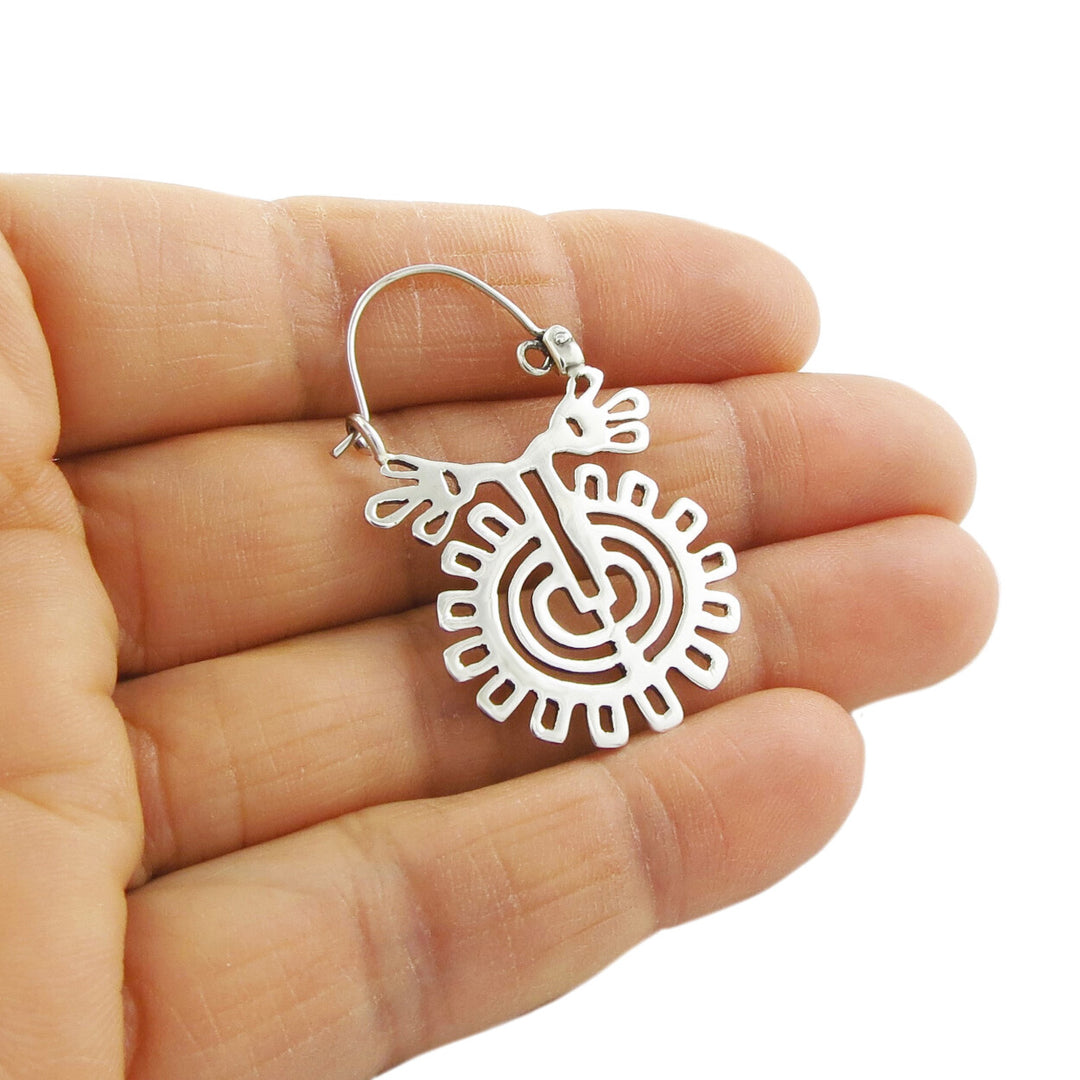 Sterling Silver Aztec Sunflower Earrings