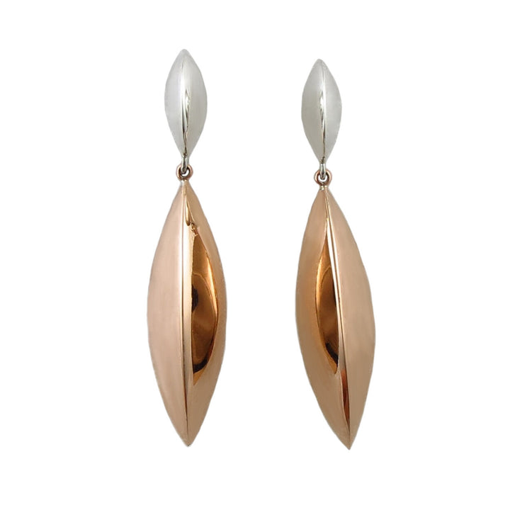 Long 925 Silver and Copper Drop Earrings