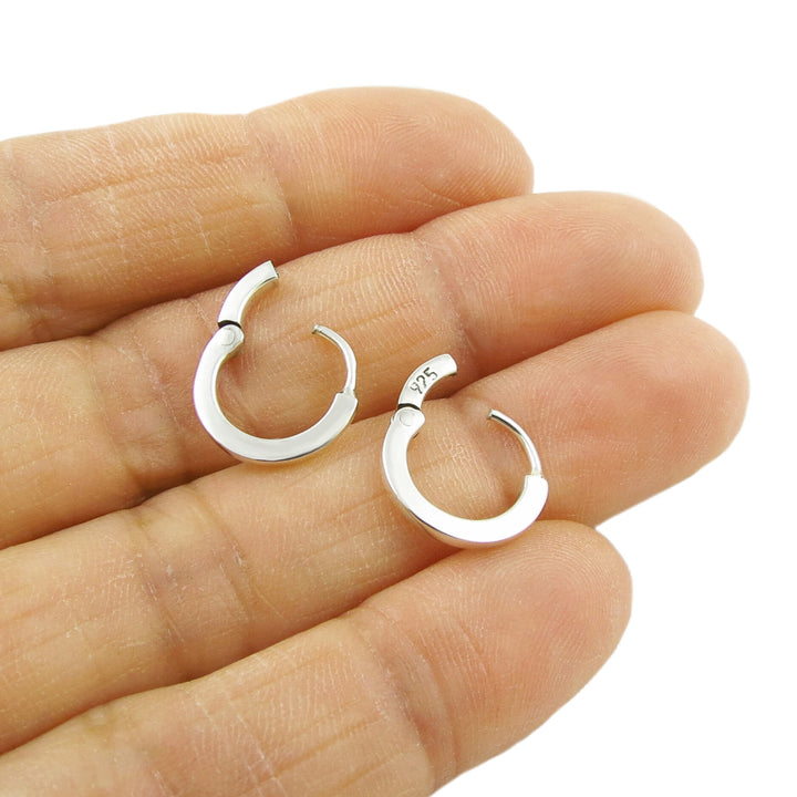 Small 925 Silver Hinged Hoop Earrings