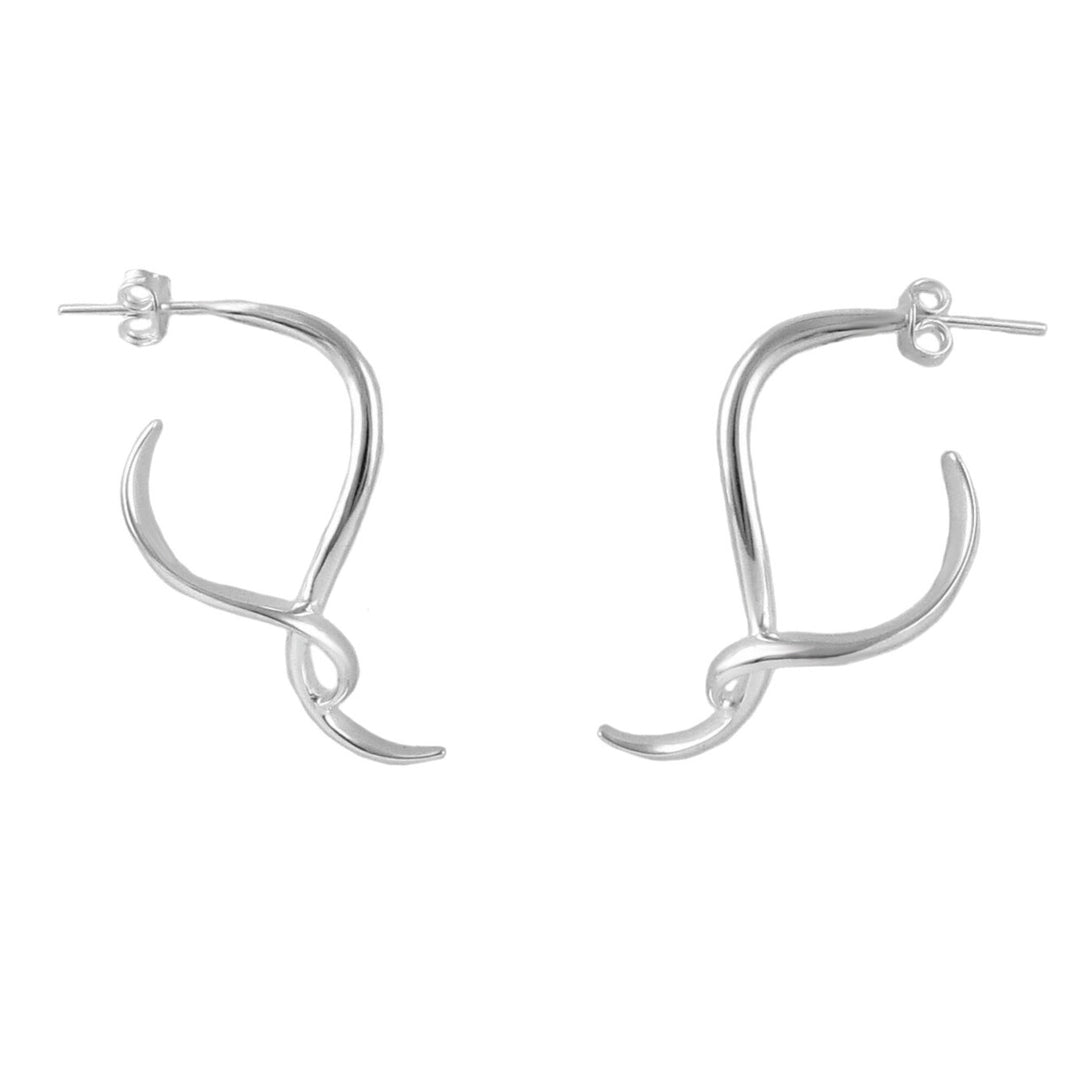 Long Sterling Silver Twist Earrings