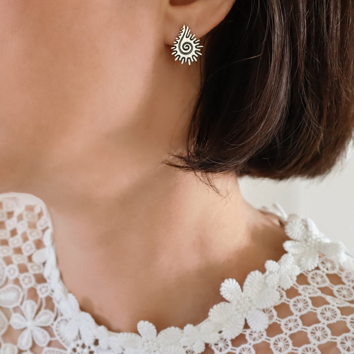 Maria Belen Designer Sterling Silver Seashell Earrings