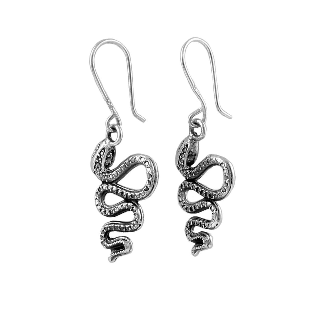 Snake 925 Sterling Silver Serpent Earrings