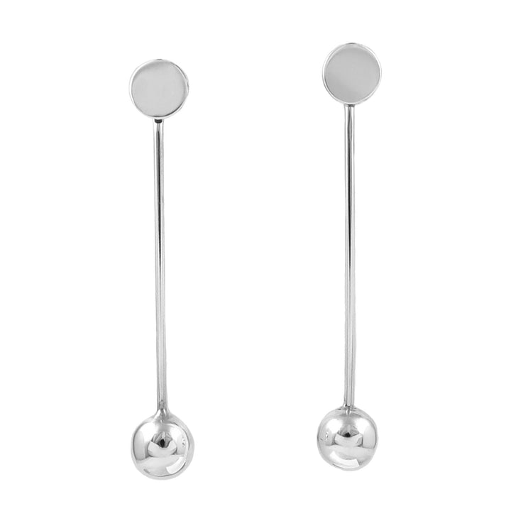 Long Ball Bead Stick 925 Sterling Silver Earrings