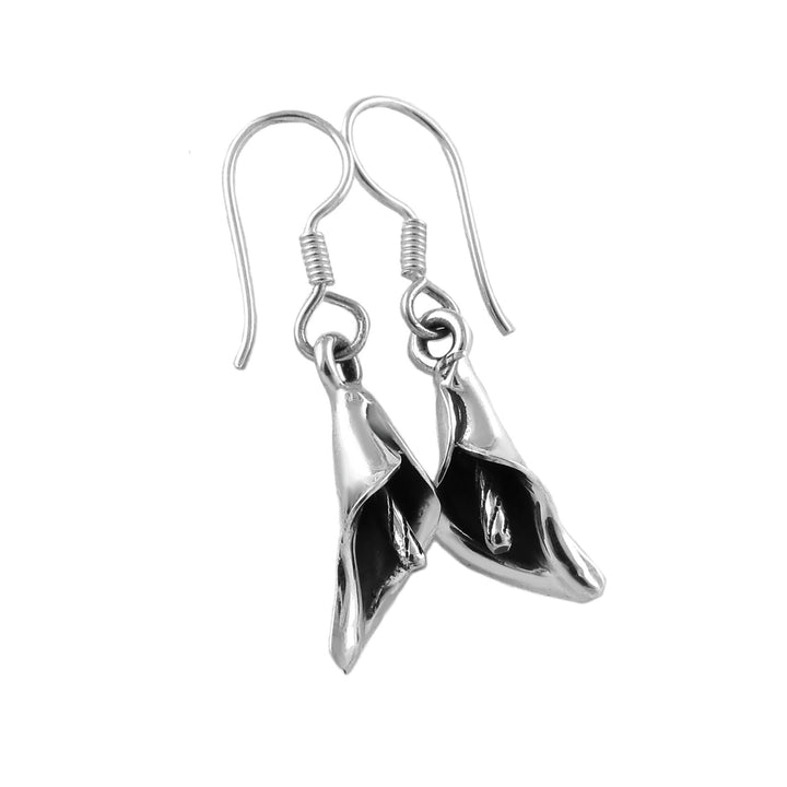 Sterling Silver Calla Lily Dangling Flower Earrings