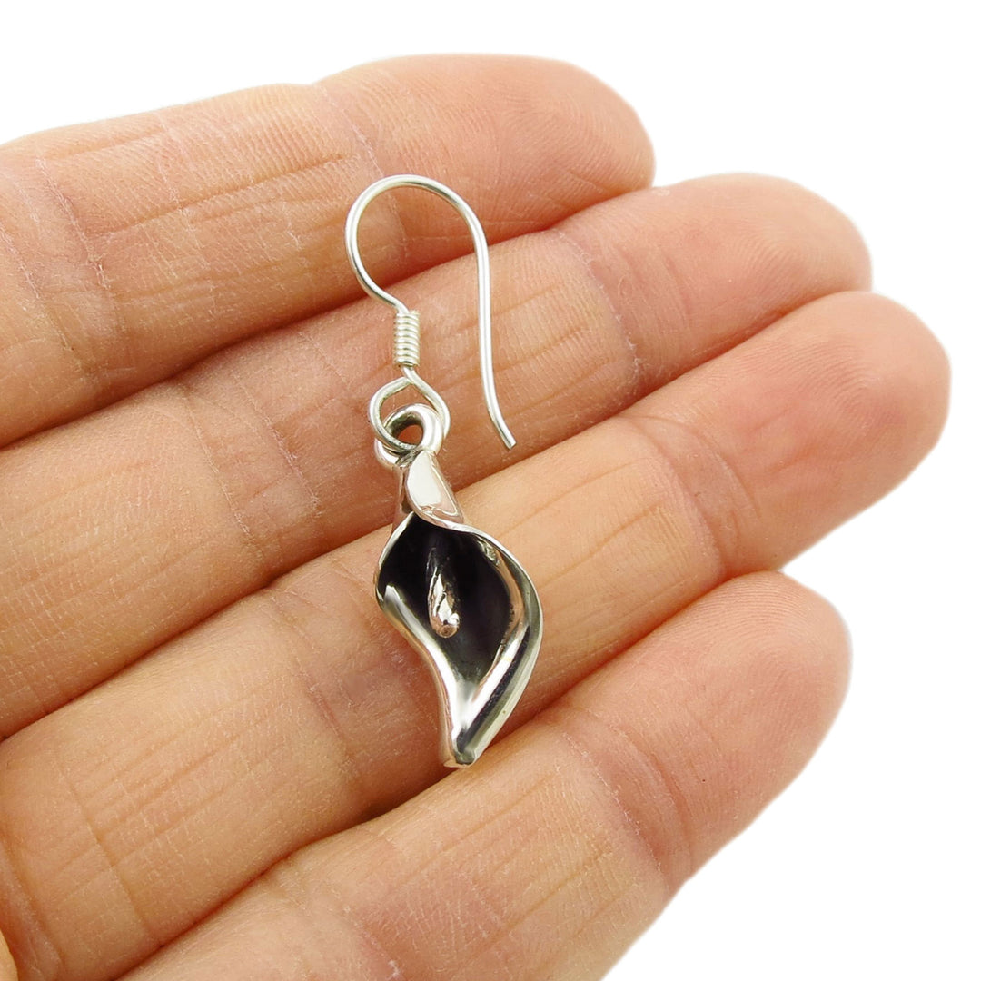 Sterling Silver Calla Lily Dangling Flower Earrings