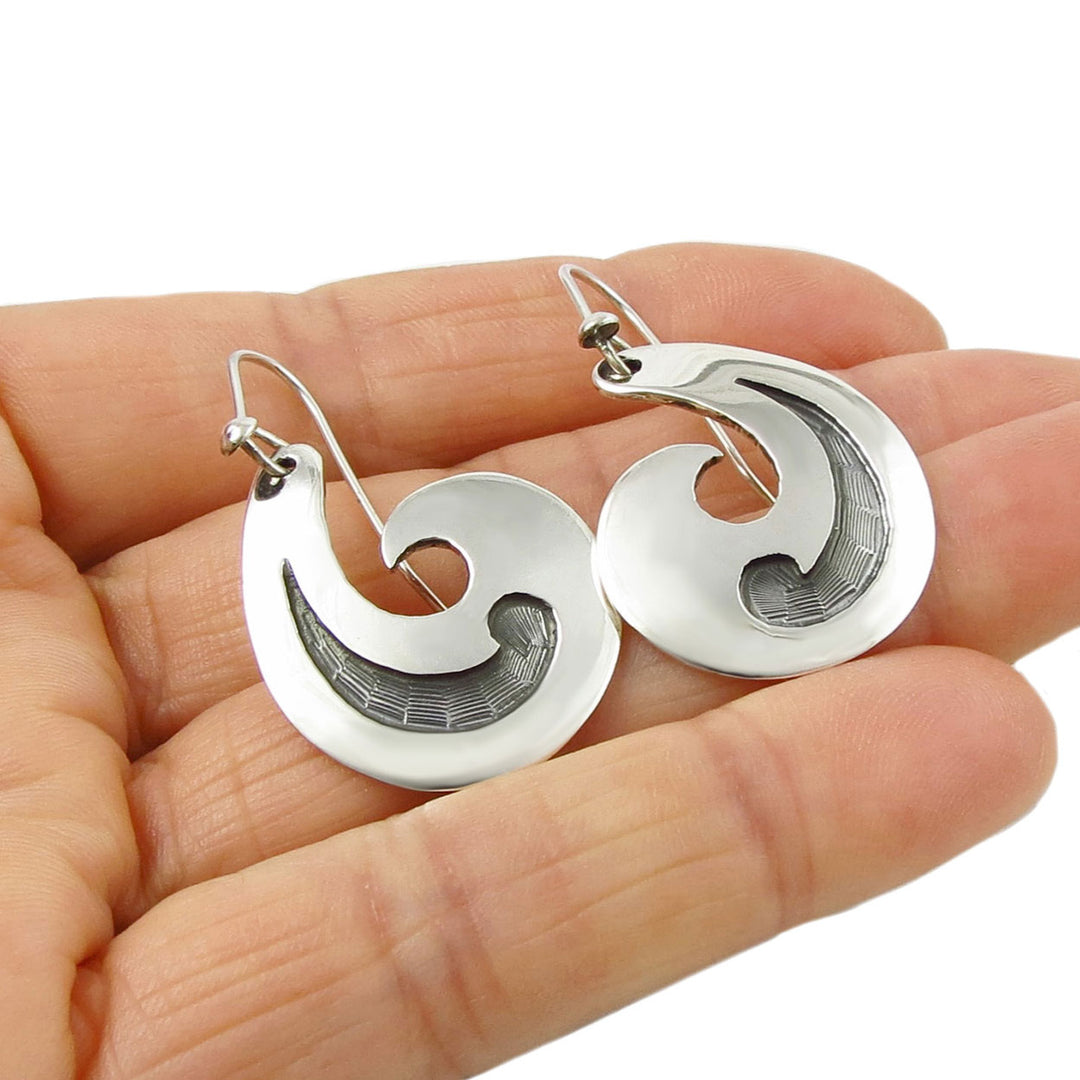 Maria Belen Taxco Designer 925 Sterling Silver Curved Earrings