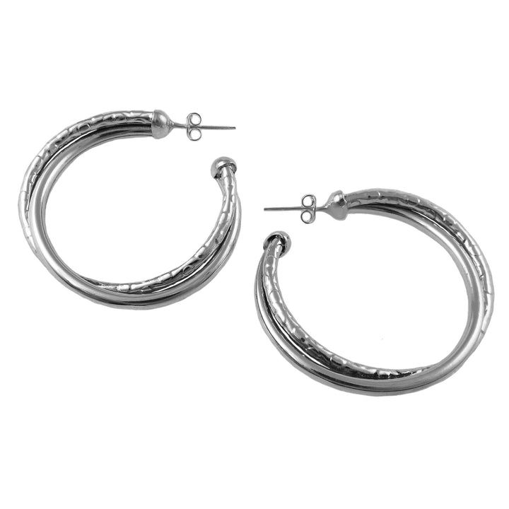 Large Twisted 925 Sterling Silver Circle Hoop Earrings