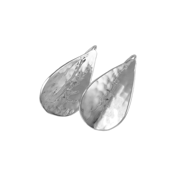 Hammered Leaf 925 Silver Drop Earrings