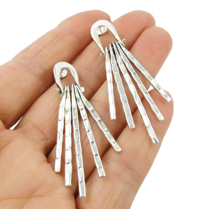 Long Multi Drop 925 Sterling Silver Stick Earrings