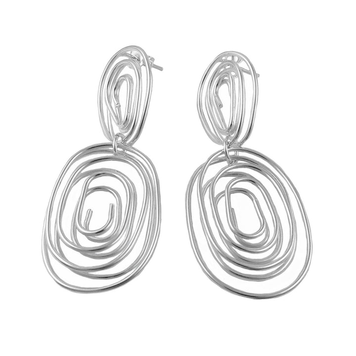 Illusion Spiral Drop 925 Sterling Silver Dangling Earrings