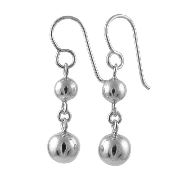 Double Ball 925 Sterling Silver Drop Earrings