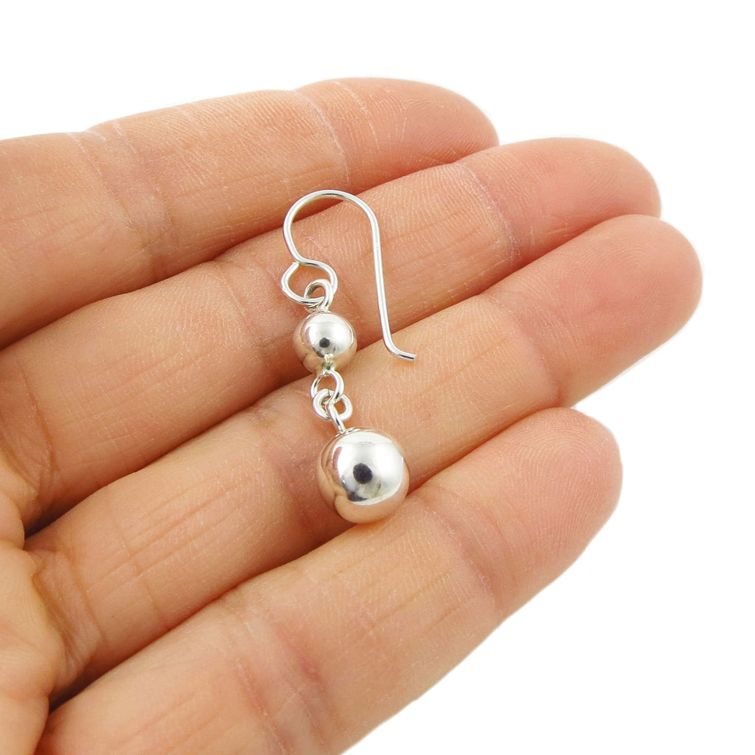 Double Ball 925 Sterling Silver Drop Earrings