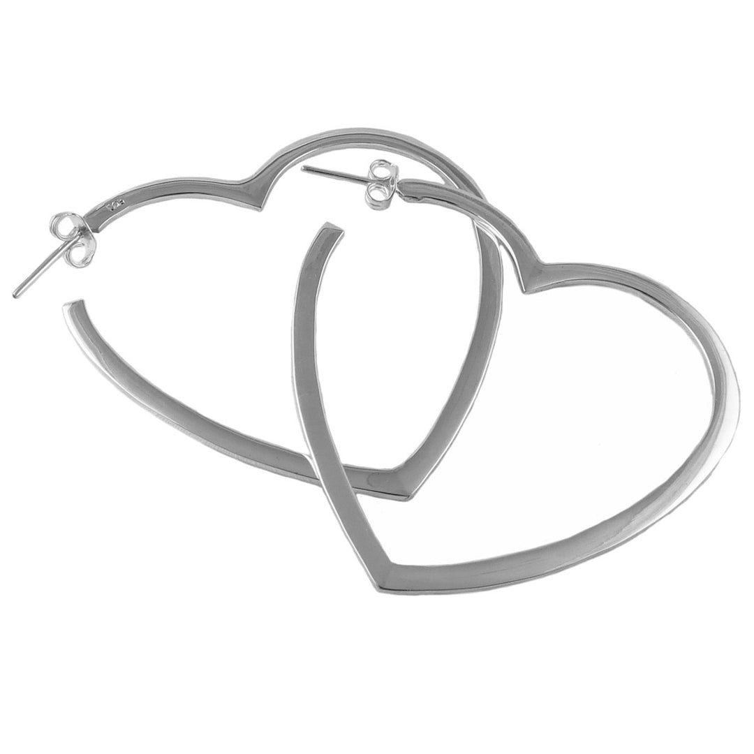 Sterling Silver Heart Hoops Large