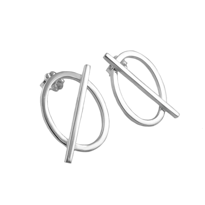 Oval Silver Drop Earrings