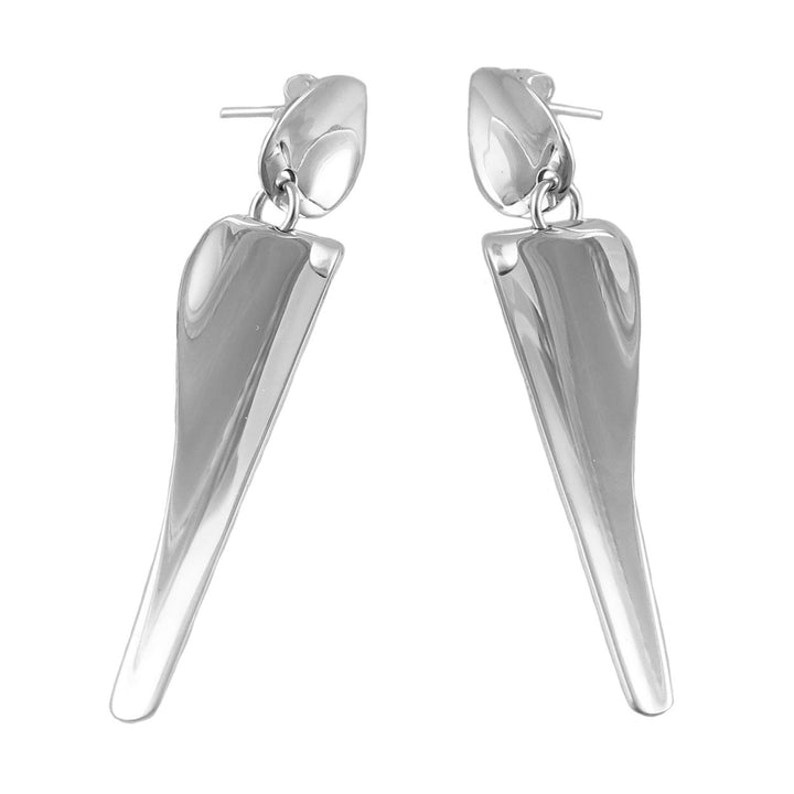 Long Sterling Silver Organic Drop Earrings