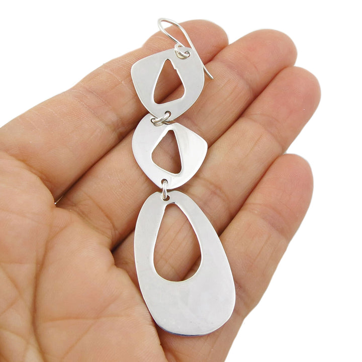 Silver Geometric Dangling Earrings