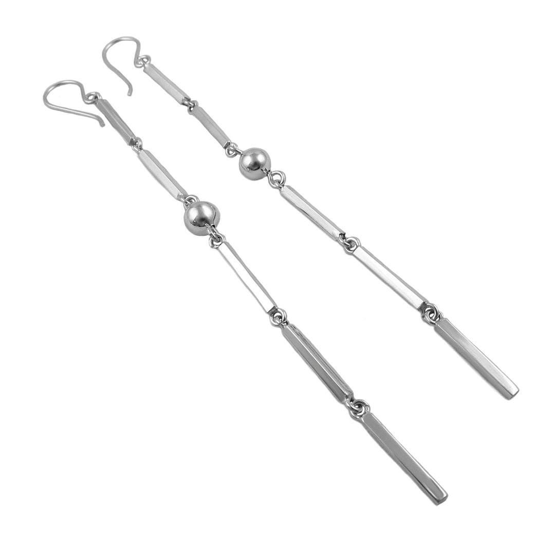 Long Sterling Silver Dangling Stick Earrings