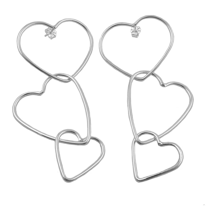 Love Heart Dangling Hoop Earrings in 925 Silver