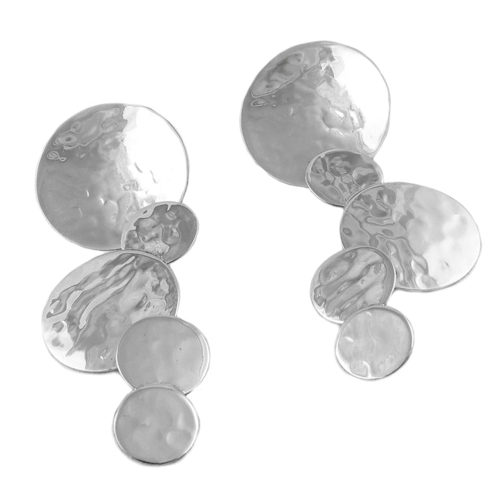 Hammered Sterling Silver Circle Drop Earrings