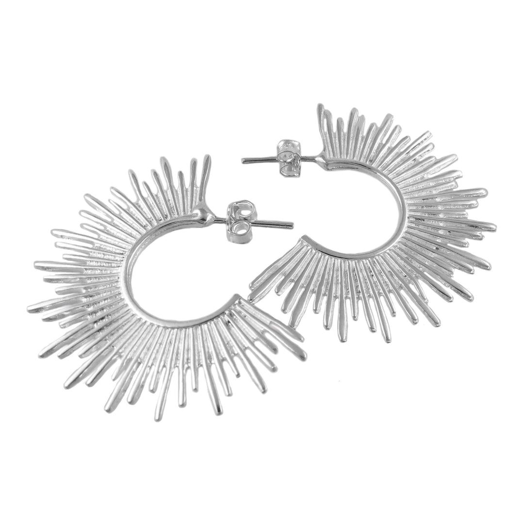 Spiky 925 Sterling Silver Semi Circle Earrings