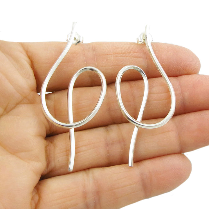 Minimalist Curved 925 Silver Hoop Earrings