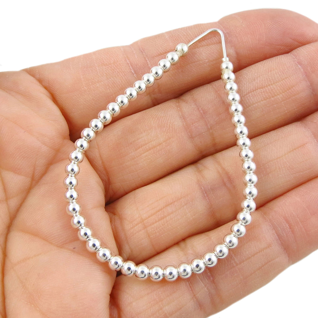 Sterling Silver Beaded Hoops Large