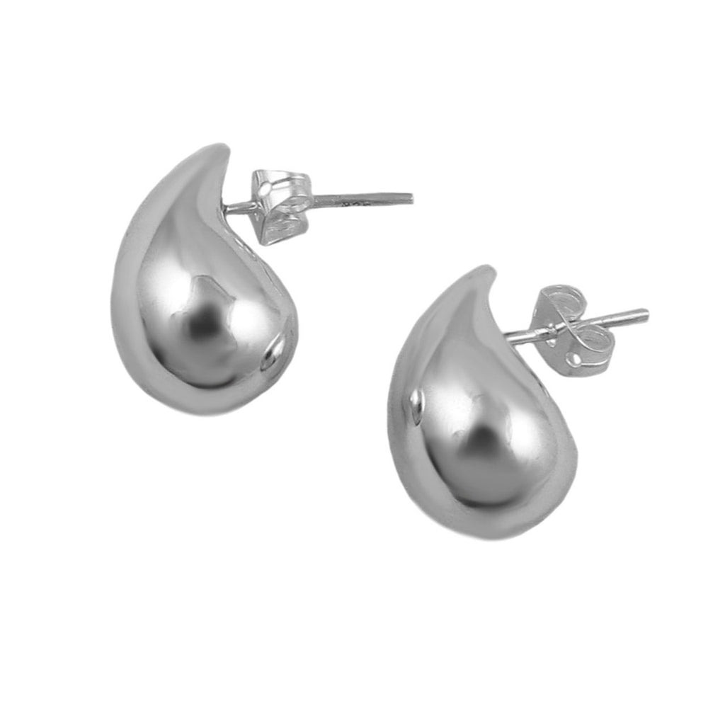 925 silver teardrop-shaped stud earrings for women on a white background
