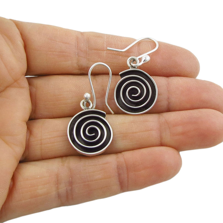 Silver Spiral Labyrinth Earrings